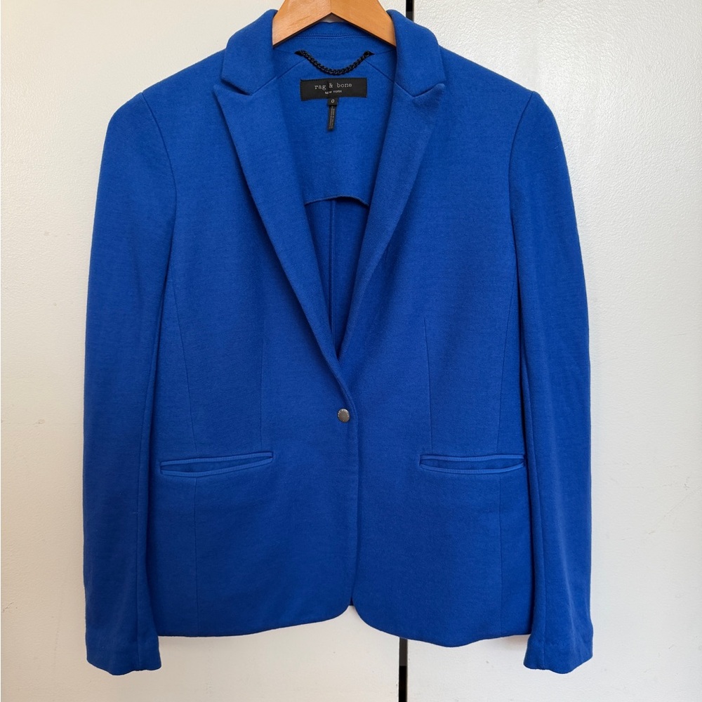 rag & bone Women's Royal Blue Single-Button Blazer